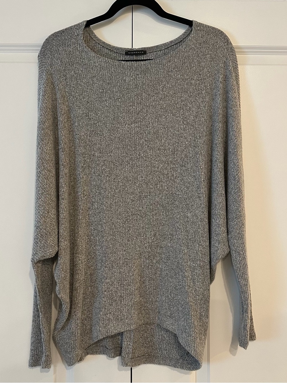 Staccato | Grey Ribbed Batwing Sleeve Sweater | Medium